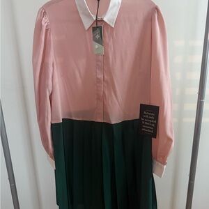 Tuckernuck Blush and Hunter Green Harlow Dress